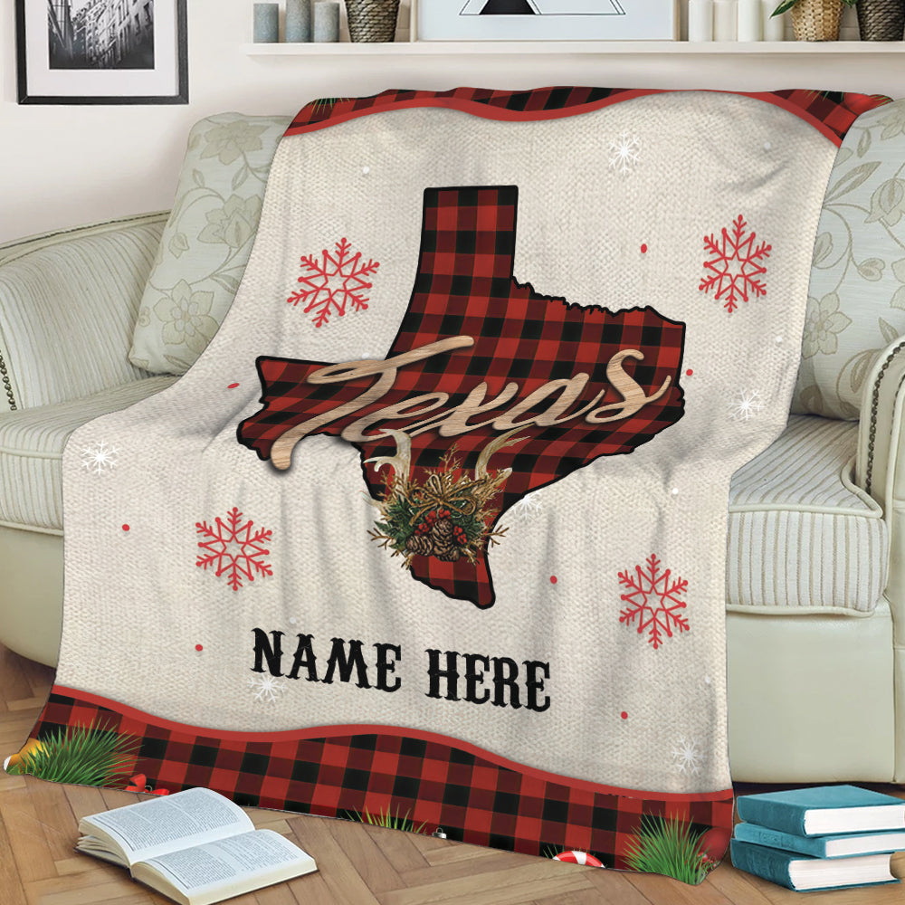 Ohaprints-Fleece-Sherpa-Blanket-Western-Texas-Christmas-Flag-Wild-West-Western-Gift-Custom-Personalized-Name-Soft-Throw-Blanket-2132-Sherpa Blanket