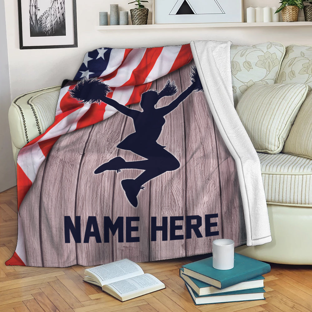 Ohaprints-Fleece-Sherpa-Blanket-Cheerleading-Cheerleader-American-Flag-Custom-Personalized-Name-Soft-Throw-Blanket-2167-Fleece Blanket