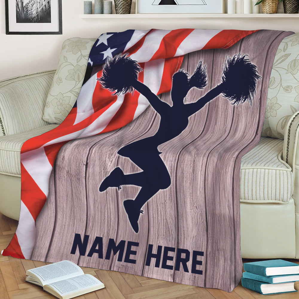 Ohaprints-Fleece-Sherpa-Blanket-Cheerleading-Cheerleader-American-Flag-Custom-Personalized-Name-Soft-Throw-Blanket-2167-Sherpa Blanket