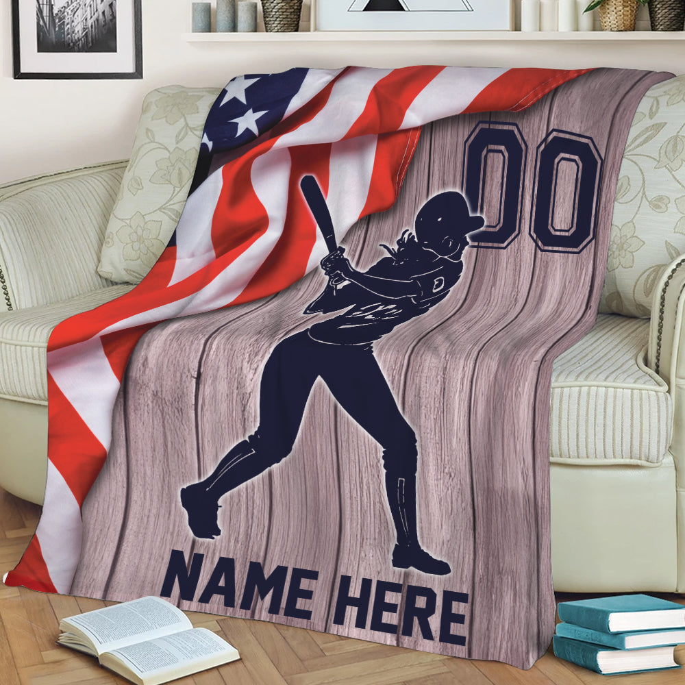 Ohaprints-Fleece-Sherpa-Blanket-Softball-Player-Girl-American-Flag-Custom-Personalized-Name-Number-Soft-Throw-Blanket-2173-Sherpa Blanket