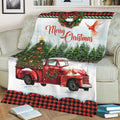 Ohaprints-Fleece-Sherpa-Blanket-Merry-Christmas-Red-Truck-Snowflake-Cardinal-Christmas-Gift-Soft-Throw-Blanket-1966-Sherpa Blanket