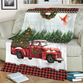 Ohaprints-Fleece-Sherpa-Blanket-Red-Truck-With-Christmas-Tree-And-Snowflake-Cardinal-Unique-Christmas-Gift-Soft-Throw-Blanket-1969-Sherpa Blanket