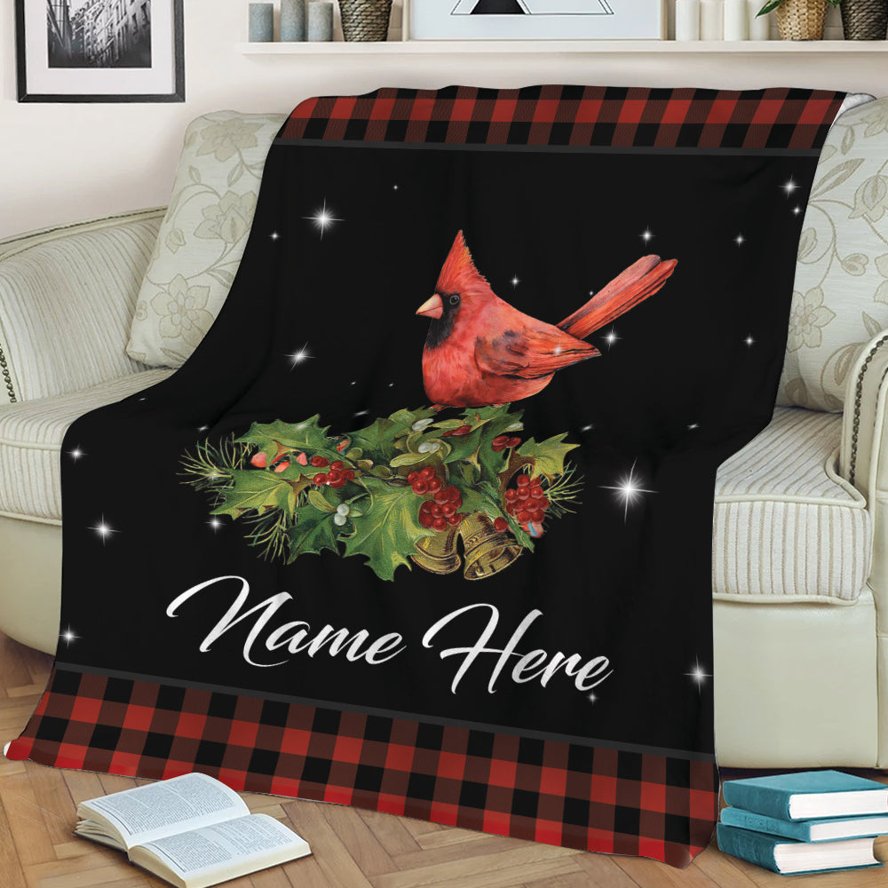 Ohaprints-Fleece-Sherpa-Blanket-Beautiful-Cardinal-Bird-Christmas-Gift-Custom-Personalized-Name-Soft-Throw-Blanket-1971-Sherpa Blanket