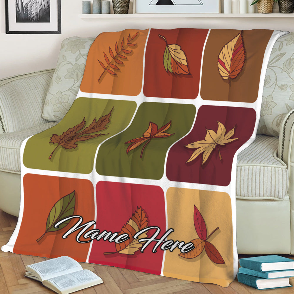 Ohaprints-Fleece-Sherpa-Blanket-Autumn-Leaves-Patchwork-Fall-Maple-Leaf-Custom-Personalized-Name-Soft-Throw-Blanket-1975-Sherpa Blanket