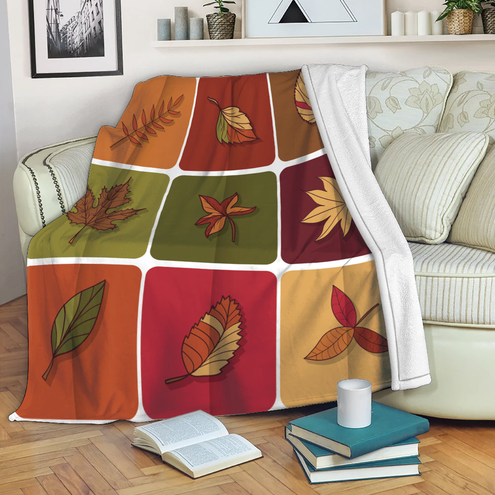 Ohaprints-Fleece-Sherpa-Blanket-Autumn-Leaves-Patchwork-Fall-Maple-Leaf-Autumn-Harvest-Leaves-Thanksgiving-Soft-Throw-Blanket-1976-Fleece Blanket
