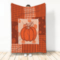 Ohaprints-Fleece-Sherpa-Blanket-Fall-Patchwork-Pumpkin-Carrots-Stripes-Cage-Flowers-Peas-Autumn-Thanksgiving-Soft-Throw-Blanket-1985-Fleece Blanket