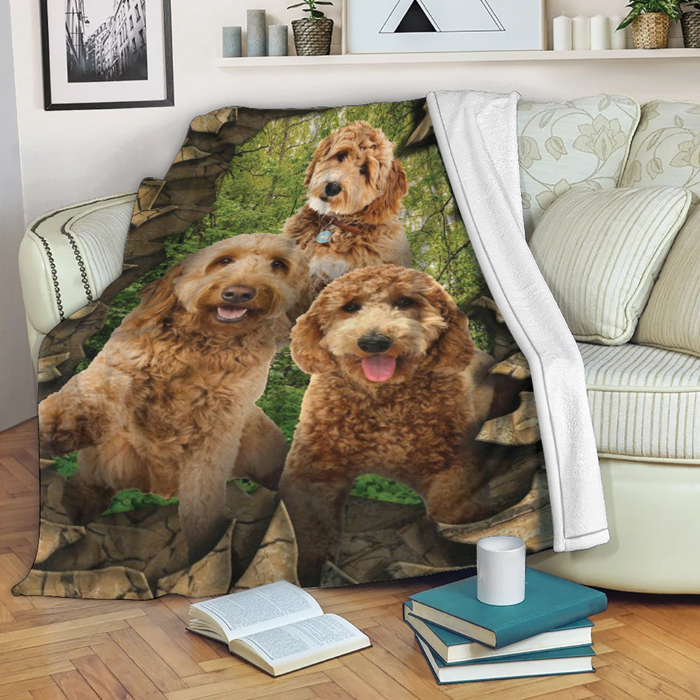 Ohaprints-Fleece-Sherpa-Blanket-Cute-Goldendoodle-Forest-Doodle-Funny-Dog-Gift-Soft-Throw-Blanket-2154-Fleece Blanket