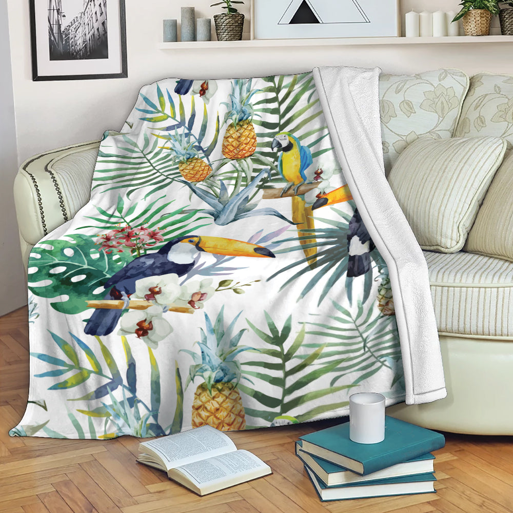 Ohaprints-Fleece-Sherpa-Blanket-Toucan-Birds-Tropical-Leaf-Gift-For-Bird-Lover-Soft-Throw-Blanket-2156-Fleece Blanket