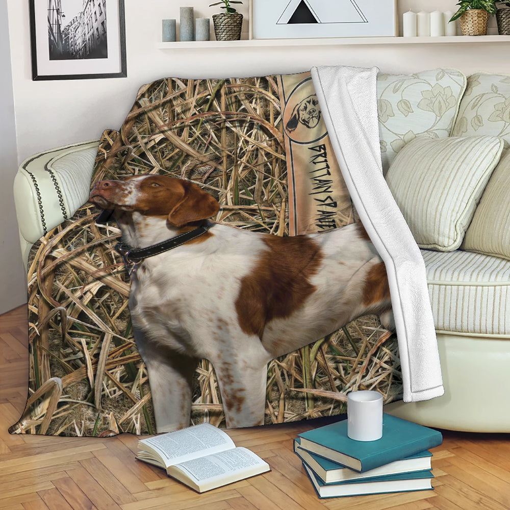 Ohaprints-Fleece-Sherpa-Blanket-Brittany-Spaniel-Dog-Hunting-Soft-Throw-Blanket-2158-Fleece Blanket