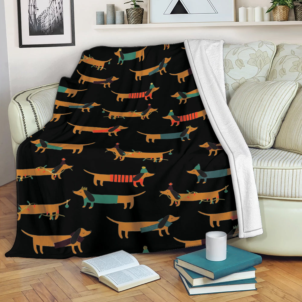 Ohaprints-Fleece-Sherpa-Blanket-Dachshund-Funny-Brown-Pattern-Gift-For-Dog-Lover-Soft-Throw-Blanket-2159-Fleece Blanket