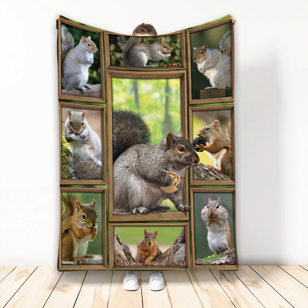 Ohaprints-Fleece-Sherpa-Blanket-Squirrels-Squirrel-Lover-Gifts-Soft-Throw-Blanket-2161-Fleece Blanket