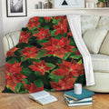 Ohaprints-Fleece-Sherpa-Blanket-Aesthetic-Poinsettia-Pattern-Soft-Throw-Blanket-2162-Fleece Blanket