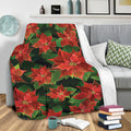 Ohaprints-Fleece-Sherpa-Blanket-Aesthetic-Poinsettia-Pattern-Soft-Throw-Blanket-2162-Sherpa Blanket