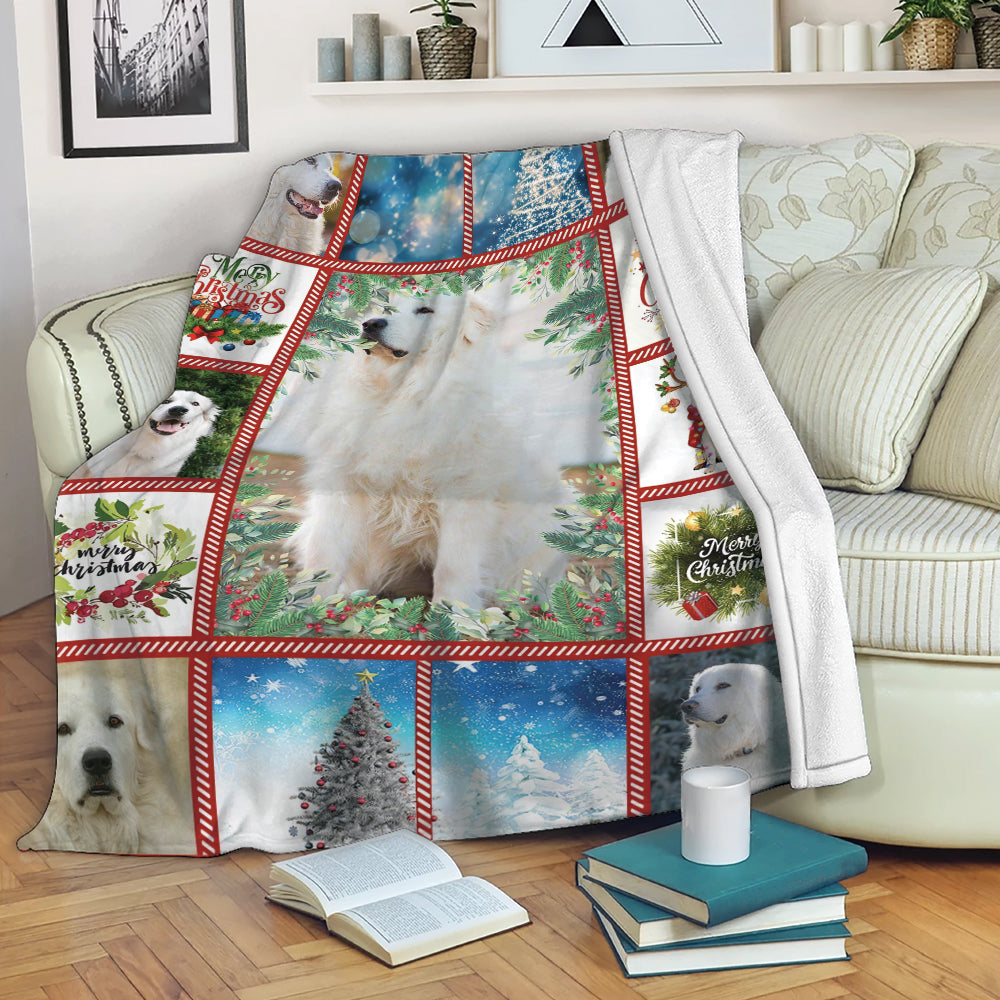 Ohaprints-Fleece-Sherpa-Blanket-Great-Pyrenees-Gorgeous-Merry-Christmas-Dog-Reindeer-Xmas-Soft-Throw-Blanket-2163-Fleece Blanket