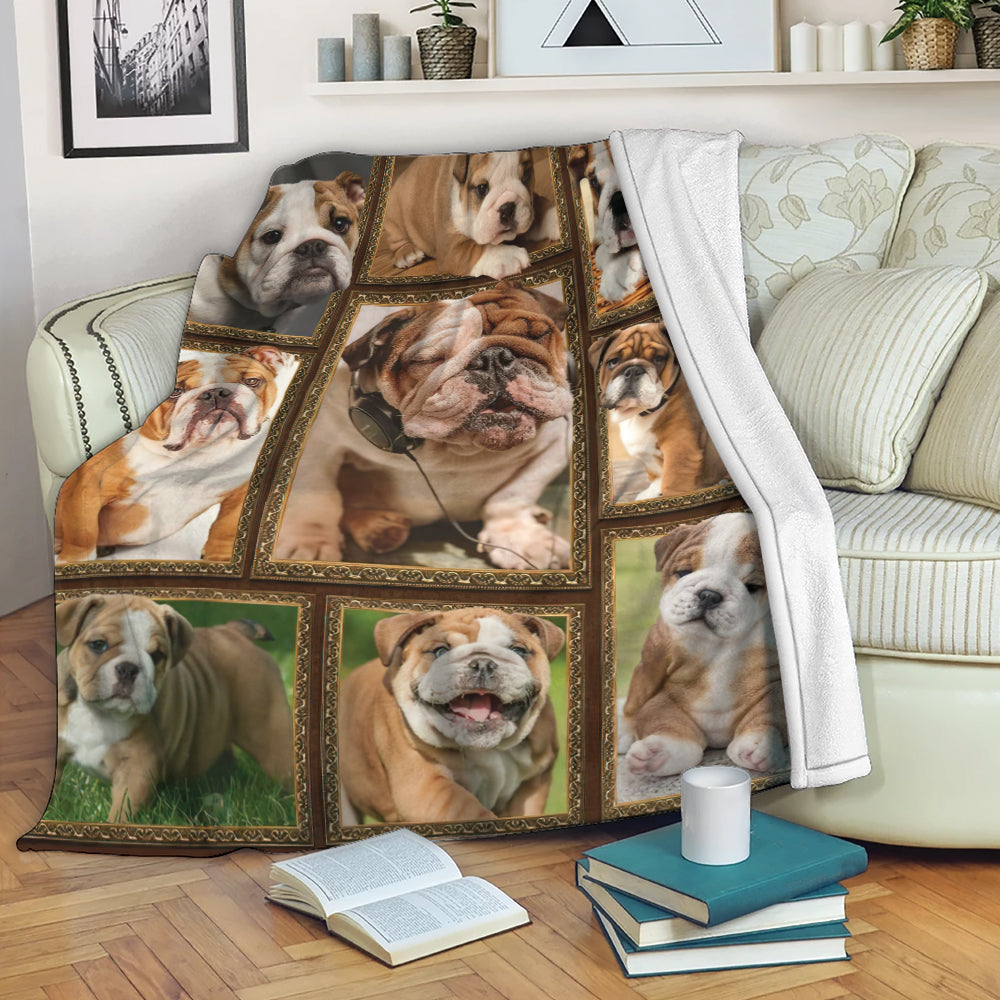 Ohaprints-Fleece-Sherpa-Blanket-Funny-English-Bulldog-Puppy-Dog-Lover-Soft-Throw-Blanket-2164-Fleece Blanket