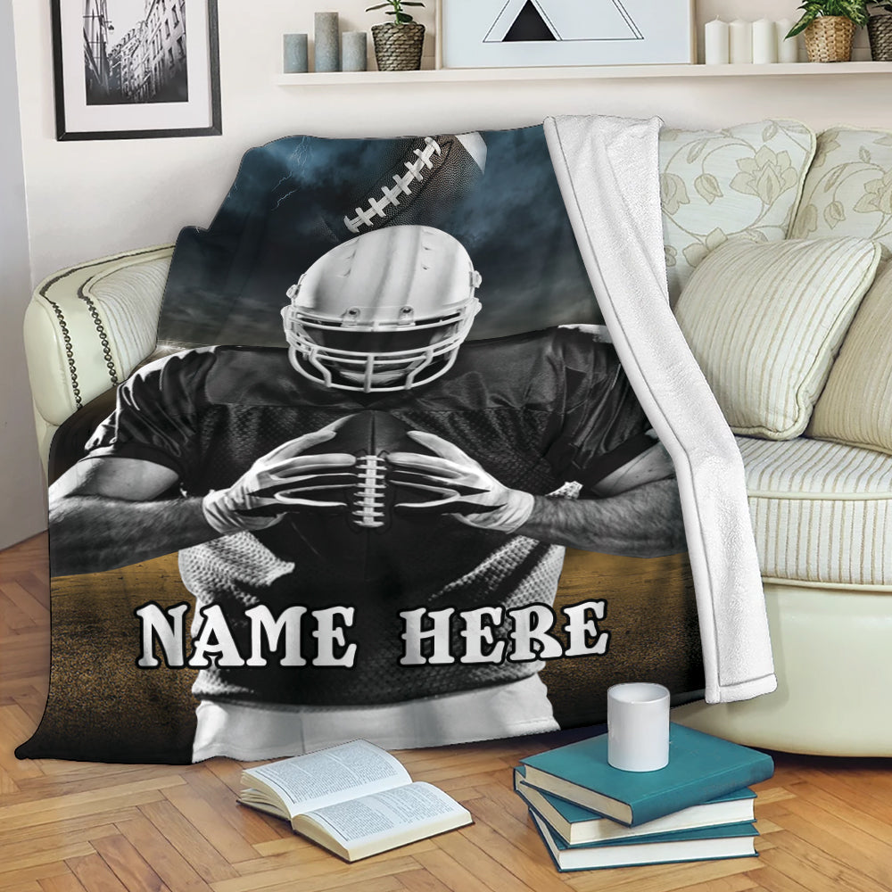 Ohaprints-Fleece-Sherpa-Blanket-American-Football-Player-Sports-Unique-Gift-Custom-Personalized-Name-Soft-Throw-Blanket-2076-Fleece Blanket