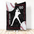 Ohaprints-Fleece-Sherpa-Blanket-Baseball-Player-Black-Camo-Ball-Pattern-Sports-Custom-Personalized-Name-Number-Soft-Throw-Blanket-2080-Fleece Blanket