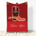 Ohaprints-Fleece-Sherpa-Blanket-Texas-Cowboy-Red-Christmas-With-Boots-Custom-Personalized-Name-Soft-Throw-Blanket-2101-Fleece Blanket