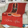 Ohaprints-Fleece-Sherpa-Blanket-Texas-Cowboy-Red-Christmas-With-Boots-Custom-Personalized-Name-Soft-Throw-Blanket-2101-Sherpa Blanket