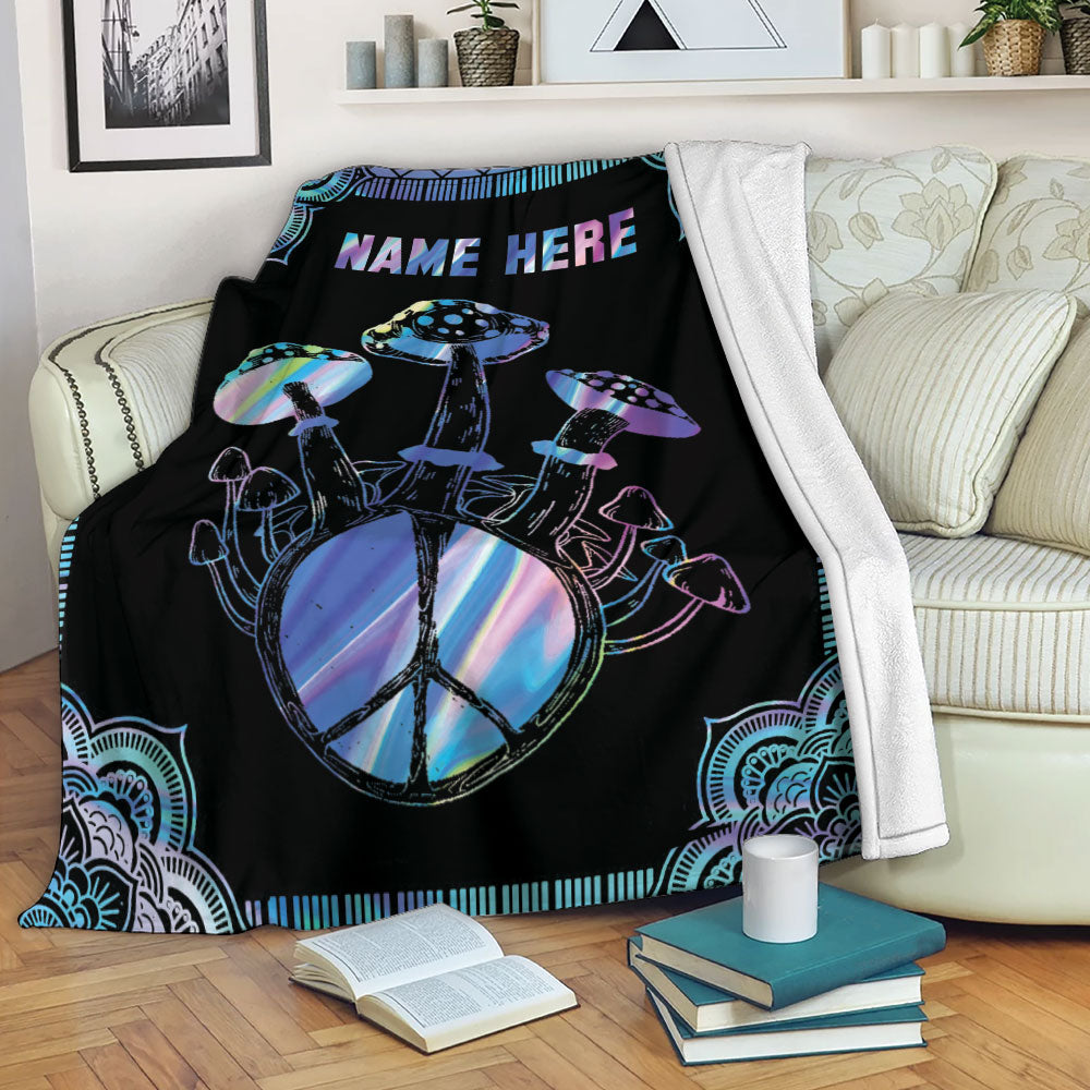 Ohaprints-Fleece-Sherpa-Blanket-Hippie-Mushroom-Mandala-Pattern-Gift-Custom-Personalized-Name-Soft-Throw-Blanket-2188-Fleece Blanket