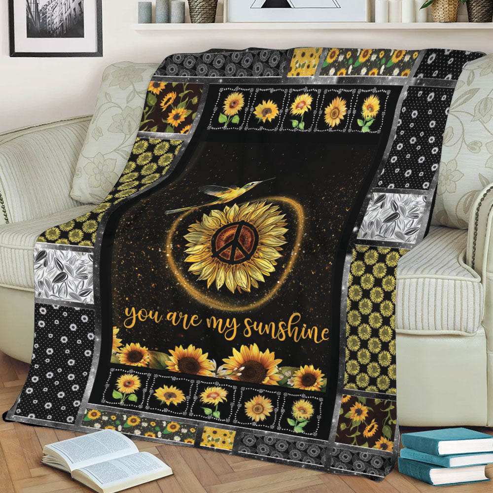 Ohaprints-Fleece-Sherpa-Blanket-Hummingbird-You-Are-My-Sunshine-Sunflower-Floral-Custom-Personalized-Name-Soft-Throw-Blanket-2191-Sherpa Blanket