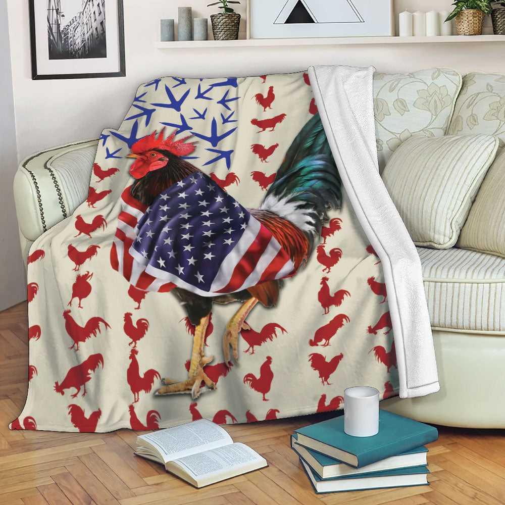 Ohaprints Fleece Sherpa Blanket Chicken Rooster Patriotic American -  OhaPrints