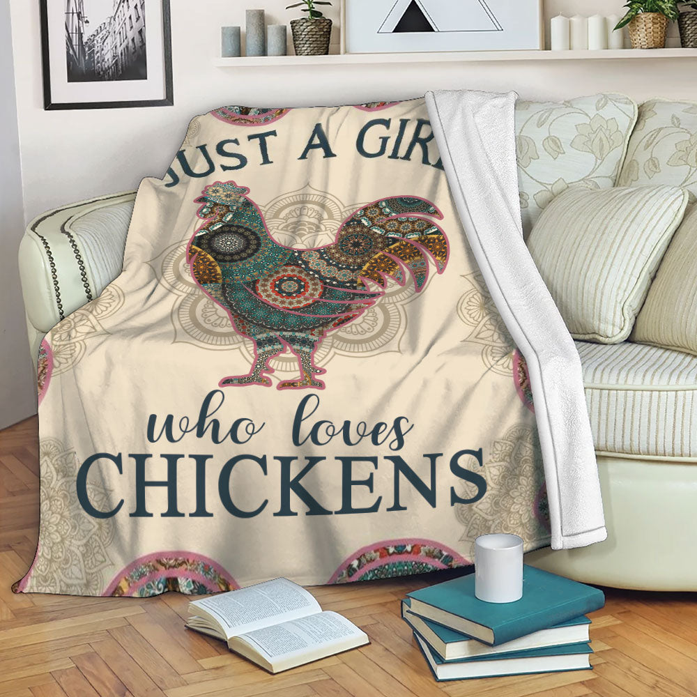 Ohaprints-Fleece-Sherpa-Blanket-Just-A-Girl-Who-Loves-Chickens-Mandala-Animal-Lover-Custom-Personalized-Name-Soft-Throw-Blanket-2193-Fleece Blanket