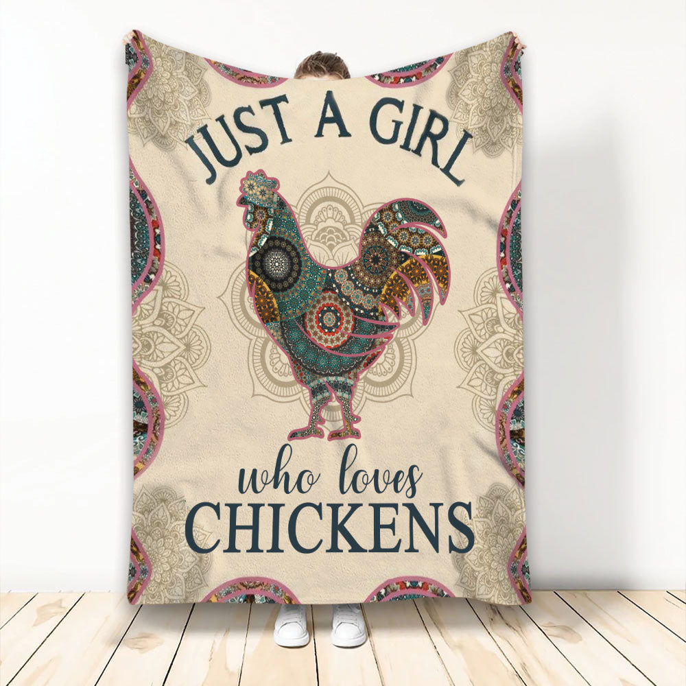 Ohaprints-Fleece-Sherpa-Blanket-Just-A-Girl-Who-Loves-Chickens-Mandala-Animal-Lover-Custom-Personalized-Name-Soft-Throw-Blanket-2193-Fleece Blanket