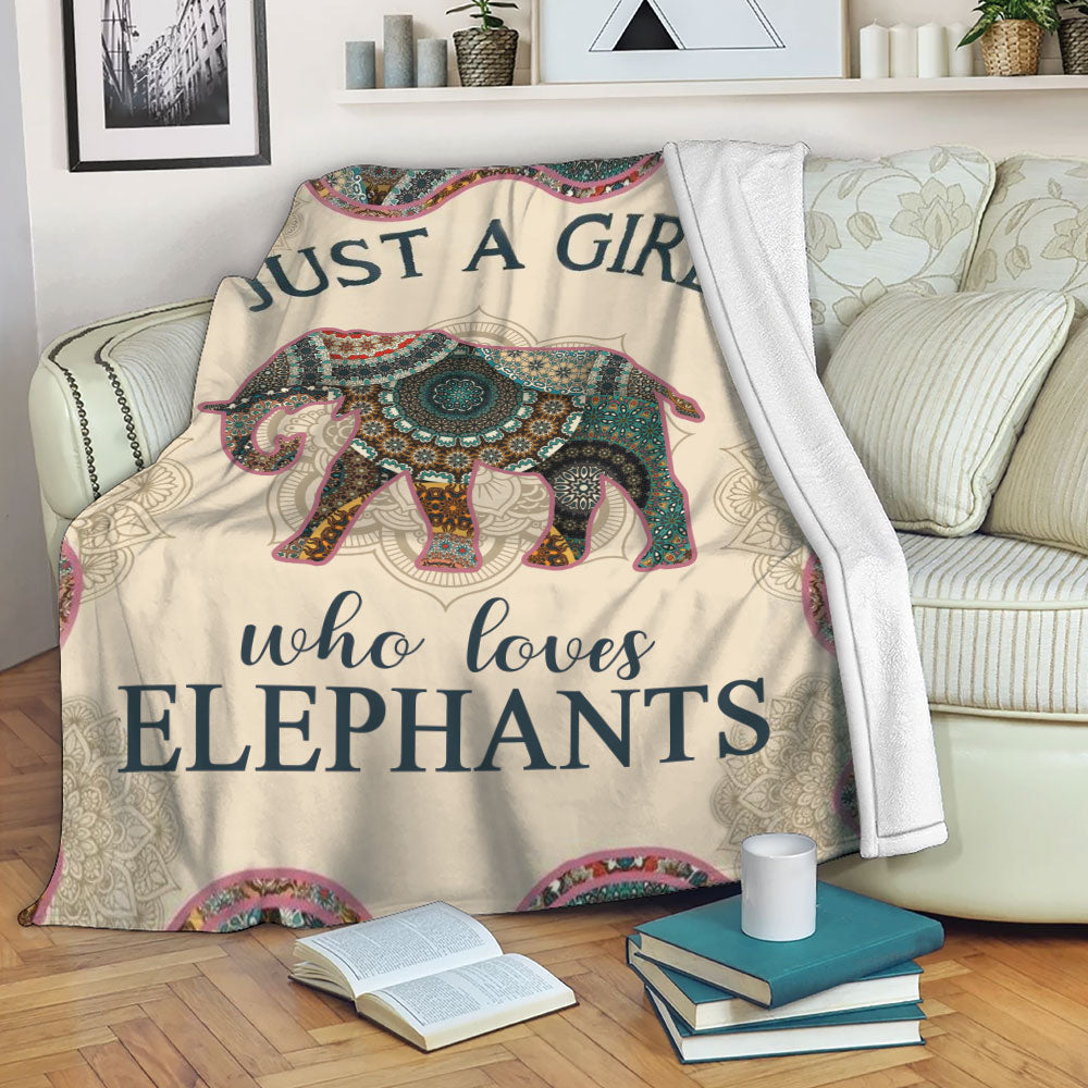 Ohaprints-Fleece-Sherpa-Blanket-Just-A-Girl-Who-Loves-Elephants-Mandala-Pattern-Animal-Love-Gift-Soft-Throw-Blanket-2194-Fleece Blanket