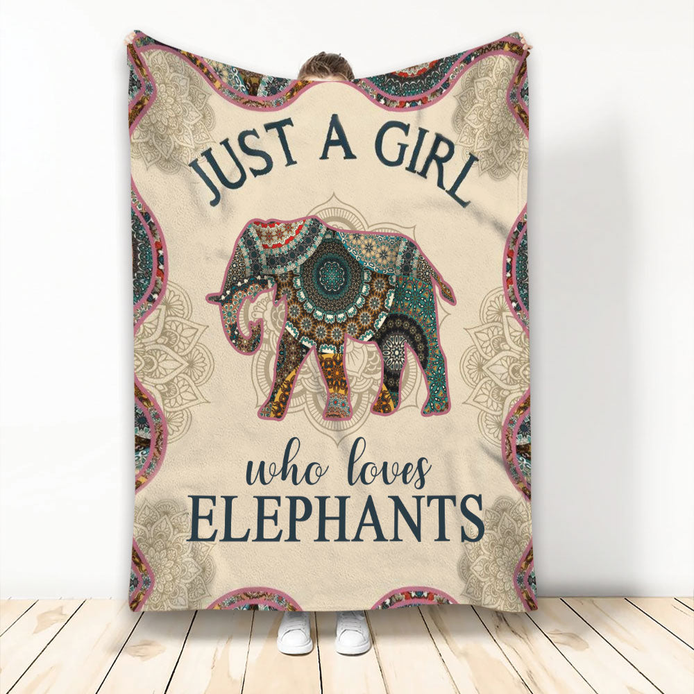 Ohaprints-Fleece-Sherpa-Blanket-Just-A-Girl-Who-Loves-Elephants-Mandala-Pattern-Animal-Love-Gift-Soft-Throw-Blanket-2194-Fleece Blanket