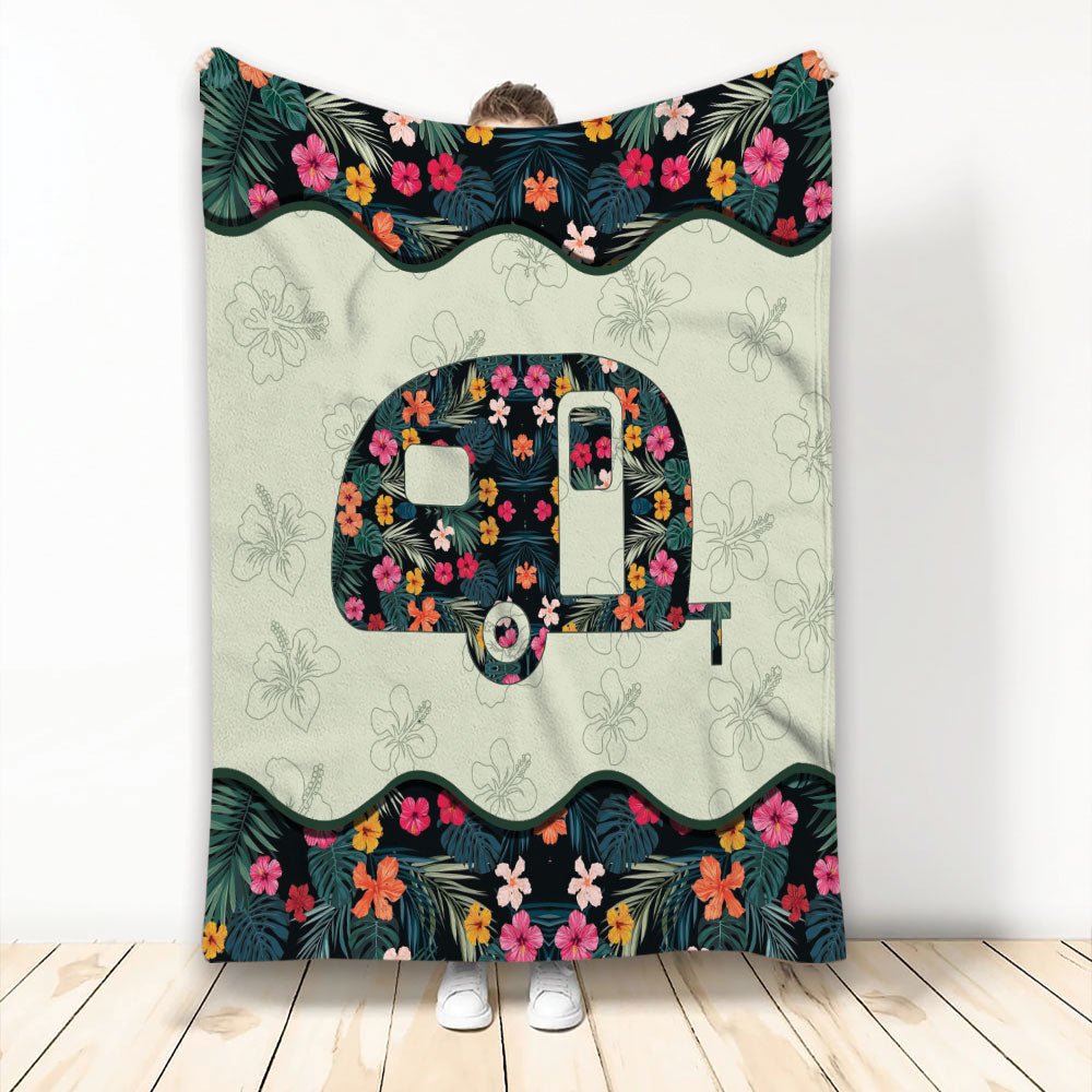 Ohaprints-Fleece-Sherpa-Blanket-Travel-Trailer-Flower-Camping-Lover-Camper-Unique-Gift-Soft-Throw-Blanket-2198-Fleece Blanket