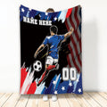 Ohaprints-Fleece-Sherpa-Blanket-Soccer-American-Flag-Pattern-Sport-Gift-Custom-Personalized-Name-Number-Soft-Throw-Blanket-2201-Fleece Blanket