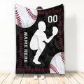 Ohaprints-Fleece-Sherpa-Blanket-Baseball-Catcher-Player-Black-Camo-Sport-Gift-Custom-Personalized-Name-Number-Soft-Throw-Blanket-2204-Fleece Blanket