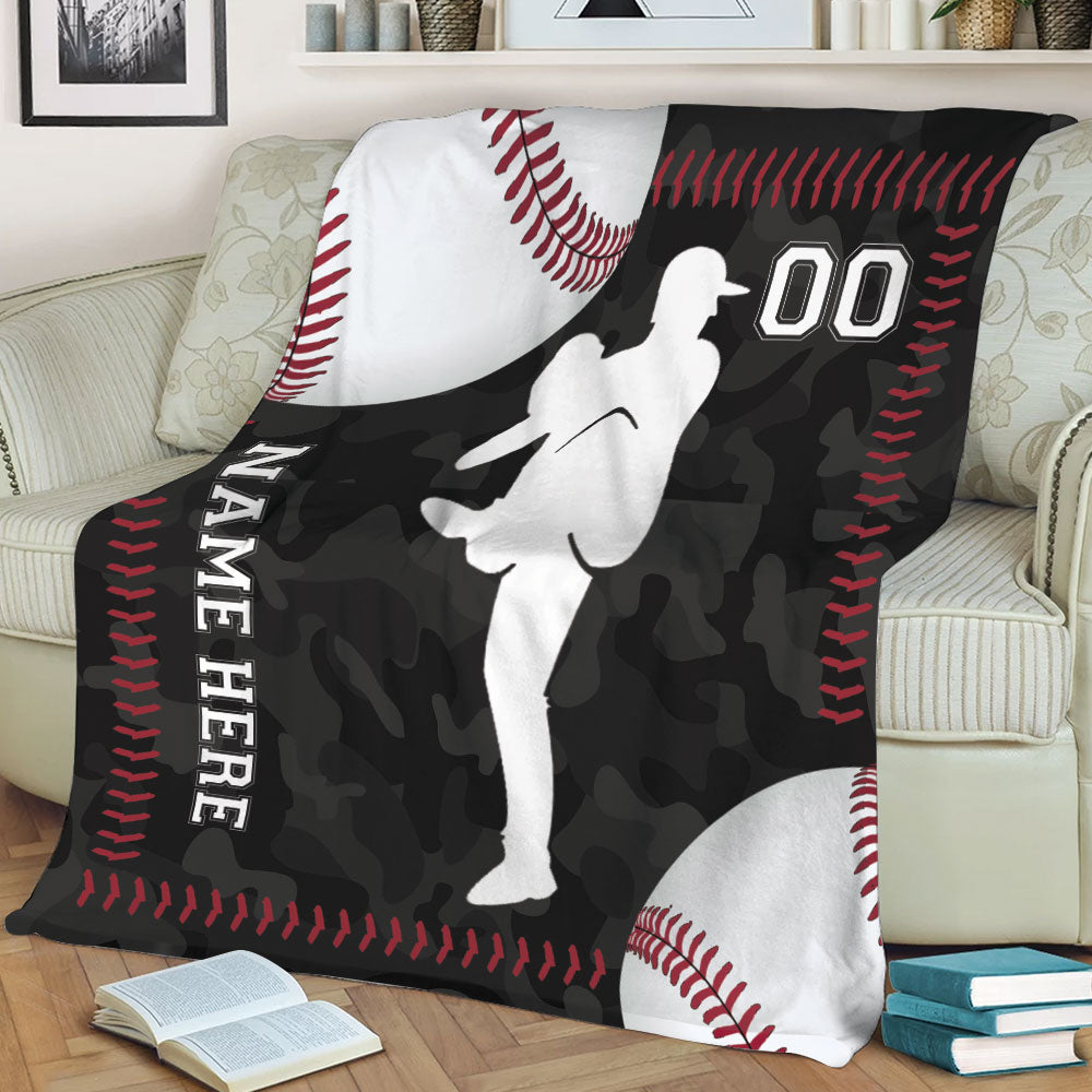 Ohaprints-Fleece-Sherpa-Blanket-Baseball-Player-Ball-Black-Camo-Sports-Gift-Custom-Personalized-Name-Number-Soft-Throw-Blanket-2206-Sherpa Blanket