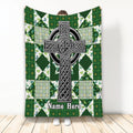 Ohaprints-Fleece-Sherpa-Blanket-Irish-Celtic-Knot-Shamrock-Green-&-White-Patchwork-Custom-Personalized-Name-Soft-Throw-Blanket-2209-Fleece Blanket