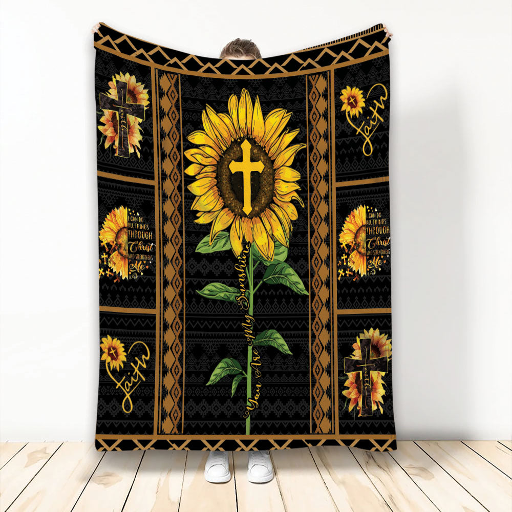 Ohaprints-Fleece-Sherpa-Blanket-You-Are-My-Sunshine-Sunflower-Jesus-Cross-Patchwork-Faith-Christian-Unique-Soft-Throw-Blanket-2212-Fleece Blanket