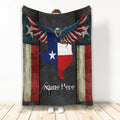 Ohaprints-Fleece-Sherpa-Blanket-Western-Texas-Eagle-Texas-Map-Flag-Wild-West-Cowboy-Custom-Personalized-Name-Soft-Throw-Blanket-2213-Fleece Blanket