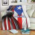 Ohaprints-Fleece-Sherpa-Blanket-Puerto-Rico-Flag-Striped-Star-American-Us-Flag-Custom-Personalized-Name-Soft-Throw-Blanket-2216-Fleece Blanket