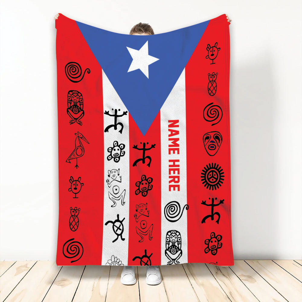 Ohaprints-Fleece-Sherpa-Blanket-Puerto-Rico-Flag-Striped-Star-Proud-Puerto-Rico-Soft-Throw-Blanket-2217-Fleece Blanket