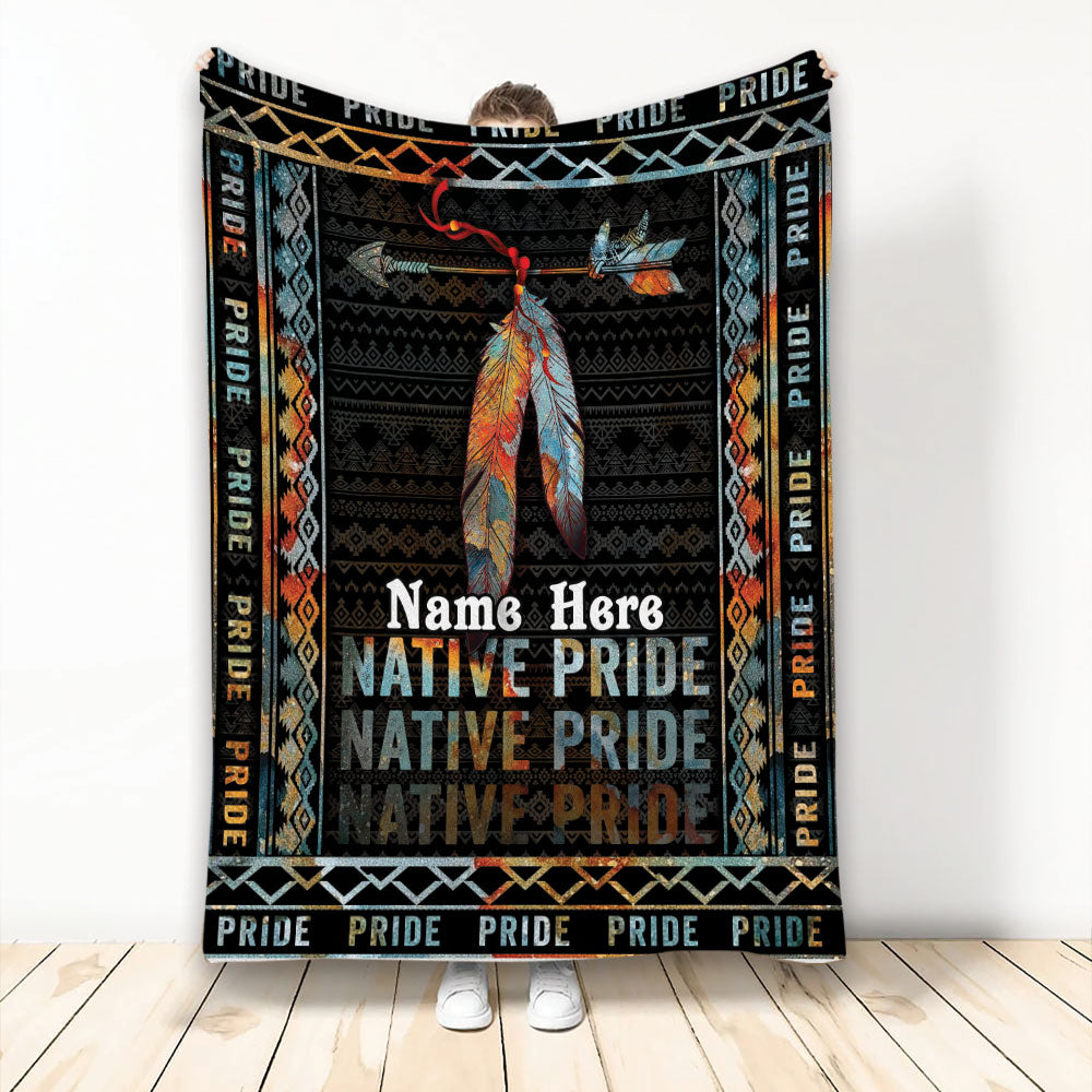 Ohaprints-Fleece-Sherpa-Blanket-Native-American-Pride-Indigenous-Indian-Boho-Pattern-Custom-Personalized-Name-Soft-Throw-Blanket-2218-Fleece Blanket