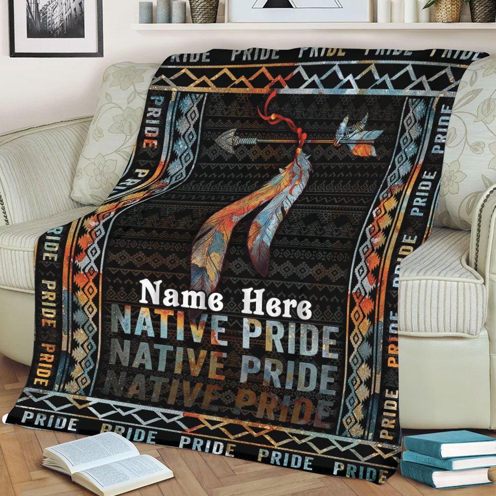 Ohaprints-Fleece-Sherpa-Blanket-Native-American-Pride-Indigenous-Indian-Boho-Pattern-Custom-Personalized-Name-Soft-Throw-Blanket-2218-Sherpa Blanket