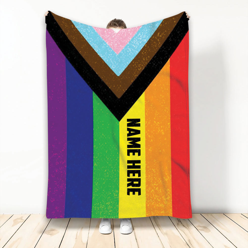 Ohaprints-Fleece-Sherpa-Blanket-Lgbtq-Rainbow-Lgbt-Flag-Pride-Love-Is-Love-Wins-Custom-Personalized-Name-Soft-Throw-Blanket-2223-Fleece Blanket