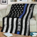 Ohaprints-Fleece-Sherpa-Blanket-Police-Thin-Blue-Line-Us-American-Flag-Back-The-Blue-Custom-Personalized-Name-Soft-Throw-Blanket-2224-Sherpa Blanket