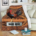 Ohaprints-Fleece-Sherpa-Blanket-Chicken-Rooster-Sculpture-Wood-Pattern-Unique-Gifts-Custom-Personalized-Name-Soft-Throw-Blanket-2231-Fleece Blanket