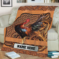 Ohaprints-Fleece-Sherpa-Blanket-Chicken-Rooster-Sculpture-Wood-Pattern-Unique-Gifts-Custom-Personalized-Name-Soft-Throw-Blanket-2231-Sherpa Blanket