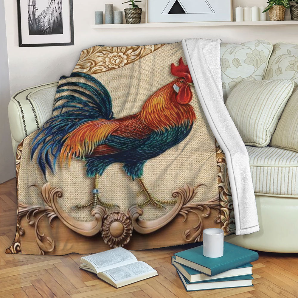 Ohaprints-Fleece-Sherpa-Blanket-Farm-Animal-Chicken-Rooster-Vintage-Pattern-Farmer-Soft-Throw-Blanket-2236-Fleece Blanket