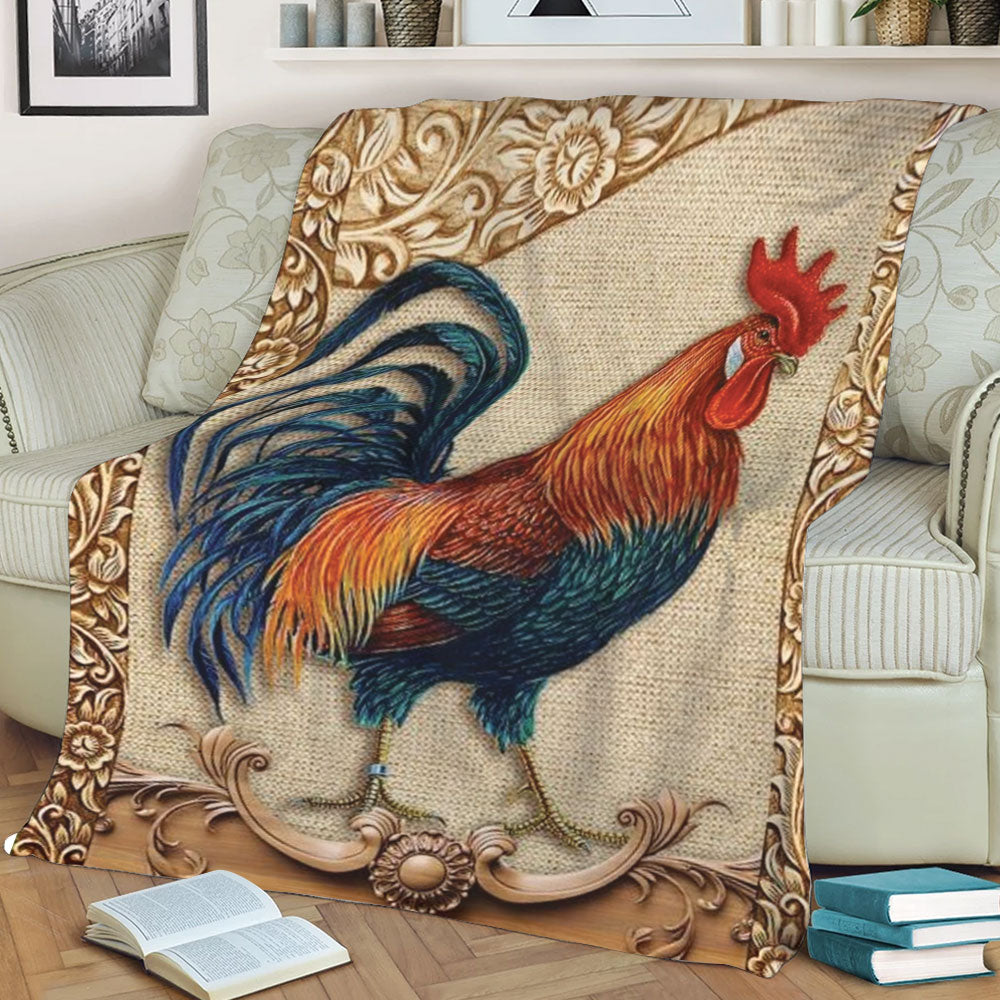 Rooster Plush Fleece Throw Blanket - Super Soft & Cozy, 40x50 Inches, Chicken Theme Gift For Kids & Adults