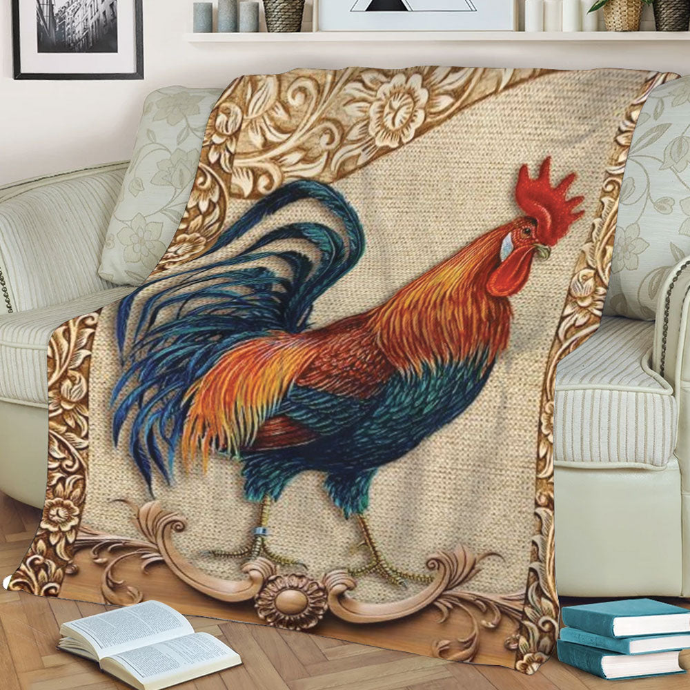 Ohaprints-Fleece-Sherpa-Blanket-Farm-Animal-Chicken-Rooster-Vintage-Pattern-Farmer-Soft-Throw-Blanket-2236-Sherpa Blanket