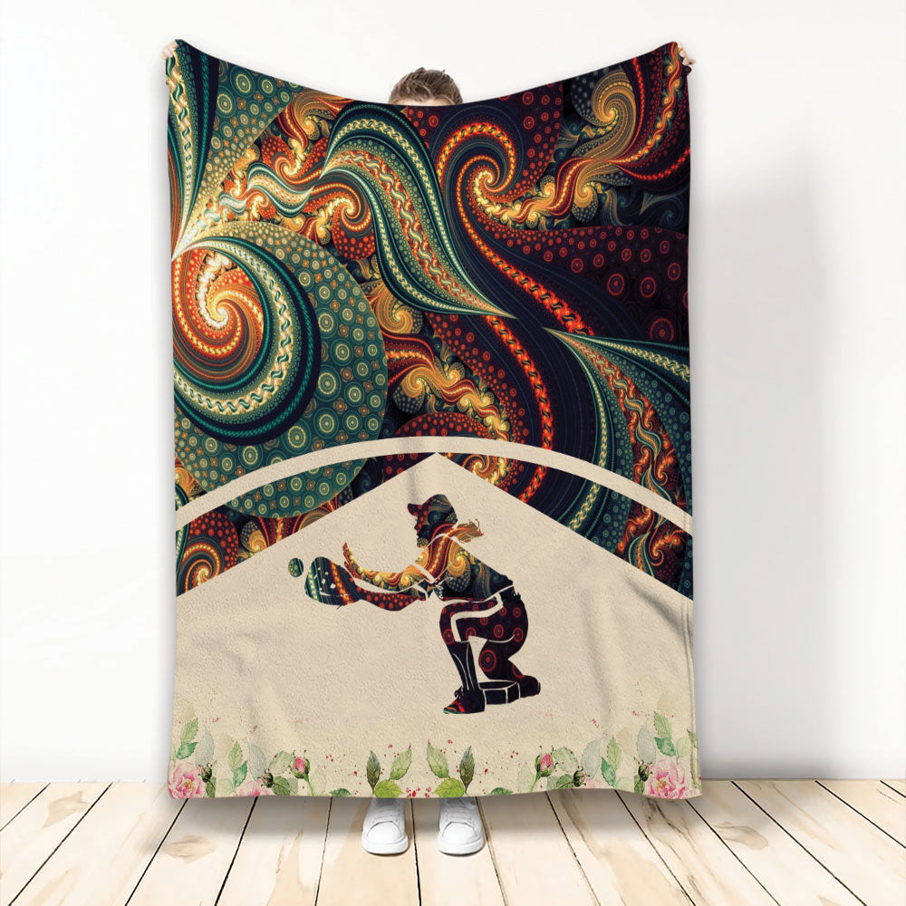 Ohaprints-Fleece-Sherpa-Blanket-Softball-Player-Mandala-Unique-Gifts-Soft-Throw-Blanket-2237-Fleece Blanket