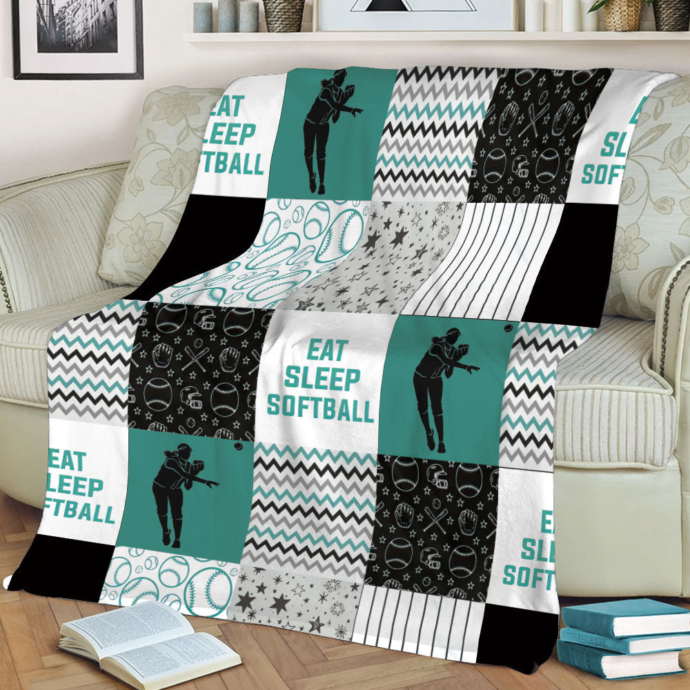 Ohaprints-Fleece-Sherpa-Blanket-Softball-Girl-Pitcher-Player-Fan-Patchwork-Soft-Throw-Blanket-2238-Sherpa Blanket